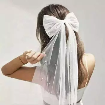 1 шт. белая сетчатая заколка-бант со стразами из искусственного жемчуга, ретро, простой темперамент, свадебная фата для невесты, милая заколка для подружки невесты