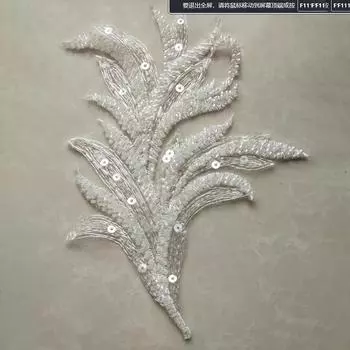 1 шт. Белая вышитая нашивка с изображением хвоста феникса и кристаллами, стразами, аппликация, наклейка ручной работы, своими руками