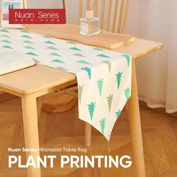 1 шт., белая, зеленая, с мультяшным принтом деревьев, скатерть, скатерть, дорожка, обеденный стол, декоративный для домашнего стола, серия Nuan W30cm x L140cm