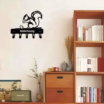 1 шт. Белка металлический держатель для ключей настенный крючок художественные декоративные аксессуары для настенного монтажа, крючок, брелок чёрный