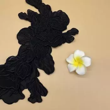 1 шт. белые черные вышитые цветы кружевная нашивка аппликация ремесленные аксессуары для свадебного украшения 33*10,5 см белый