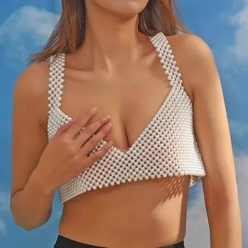 1 шт., белый искусственный жемчуг, бисерная цепочка для тела, элегантное украшение для тела для женщин