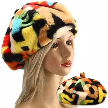 1 шт. берет восьмиугольная кепка с красочным принтом букв плюшевая тыквенная шапка