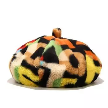 1 шт. берет восьмиугольная кепка с красочным принтом букв плюшевая тыквенная шапка