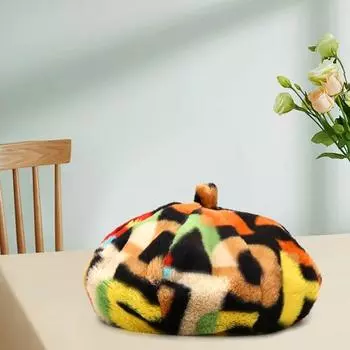 1 шт. берет восьмиугольная кепка с красочным принтом букв плюшевая тыквенная шапка