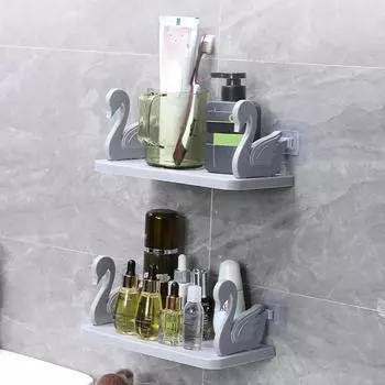 1 шт., бесплатная кухонная стойка для хранения, многофункциональная настенная стойка для хранения в ванной комнате серый
