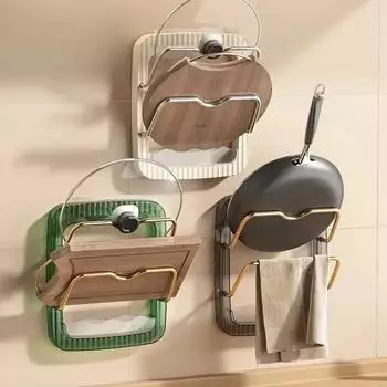 1 шт. Бесплатная стойка для крышки кастрюли для перфорации, настенная стойка для хранения, кухонное хранилище, подвесной держатель для крышки кастрюли для слива белый