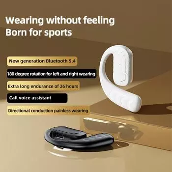 1 шт. Беспроводная сверхвыносливая подвесная Bluetooth-гарнитура с цифровым дисплеем, деловая гарнитура для левого и правого уха T30 белый