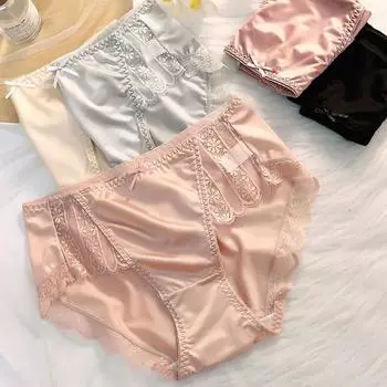 1 шт. Бесшовные трусы нижнее белье трусы полиэстер нижнее белье трусики большого размера тонкое кружево ледяной шелк M