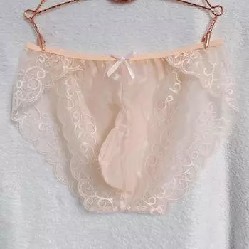 1 шт. Бесшовные трусы Seduction Полиэфирное волокно Индивидуальное кружево Сексуальные мужские трусы Прозрачное нижнее белье больших размеров M