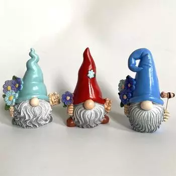 1 шт. Безликая миниатюрная статуя гнома из смолы, украшение в виде гнома, трехмерная статуя эльфа, для украшения ландшафтного двора и сада One Size светло-синий