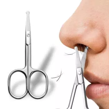 1 шт. безопасные ножницы для бровей, ножницы для волос в носу, круглые ножницы из нержавеющей стали, пинцет для подравнивания, маленькая машинка для стрижки волос в носу и бровей CHINA