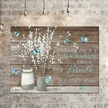 1 шт., безрамная картина с цветами и бабочками, постеры с растениями и принты для гостиной, спальни, настенные художественные фотографии, домашний декор 20x30cm/7.9x11.8in