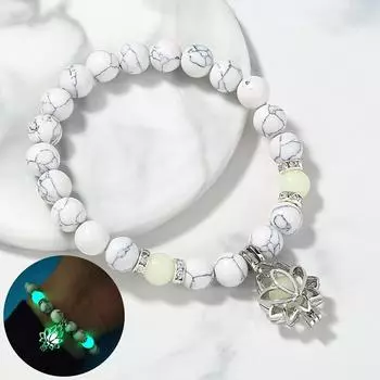 1 шт., бирюзовые светящиеся аксессуары для рук, светящийся браслет с цветком лотоса, светящиеся бусины, ручные украшения для женщин и девочек XYZ blue light белый