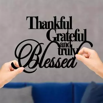 1 шт. Благодарный, признательный и истинно благословенный металлический знак – персонализированный настенный декор, стильное металлическое настенное искусство для офиса, комнаты и дома чёрный