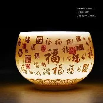 1 шт. Blanc De Chine Heart Sutra Baifu Master Cup White Jade фарфоровый чайный сервиз Kung Fu, большая персональная специальная чайная чашка 170ML