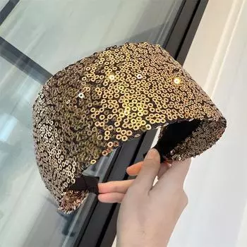 1 шт. Блестящая повязка на голову с широкими полями для праздничной вечеринки, бронзовая блестящая повязка для волос, макияж, диадемы, аксессуары для волос, женские