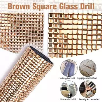 1 шт. блестящая зеркальная стеклянная мозаичная плитка со стразами аппликация наклейки 3/6 мм золотистый квадратный стеклянный сверло горячая фиксация / самоклеящиеся наклейки для поделок своими руками