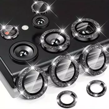 1 шт. блестящее закаленное стекло для объектива камеры Samsung Galaxy S25 S24 S23 S22 Ultra HD прозрачное защитное стекло для объектива камеры металлическое кольцо пленка для объектива For Samsung S25 Ultra чёрный