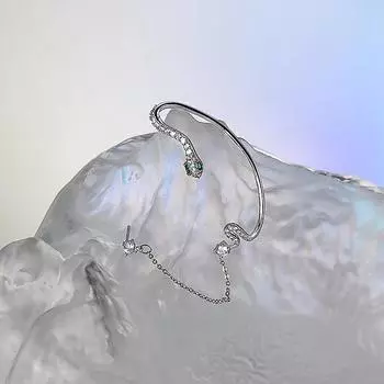 1 шт. блестящие циркониевые серьги-каффы в форме змеи для женщин, серьги-каффы для темперамента, легкие, роскошные, крутые, для вечеринок, украшения