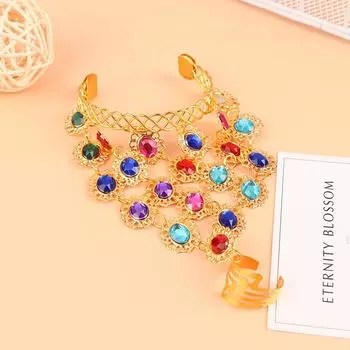 1 шт. блестящий браслет на палец для индийского танца, сценическое выступление, ювелирные изделия, очаровательный женский браслет для танца живота, аксессуары