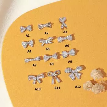 1 шт. блестящий французский серебряный бант для дизайна ногтей 3D хрустальные стеклянные каменные жемчужные банты украшения для ногтей аксессуары для маникюра своими руками A11