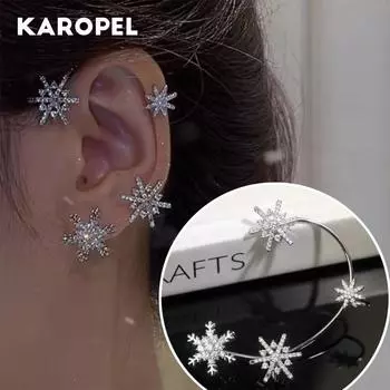 1 шт. блестящий не пирсинг зажим для ушей для женщин сладкий изысканный сверкающий циркон снежный зажим для ушей серьги-клипсы ювелирные изделия во французском стиле H6853-A