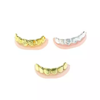 1 шт. Bling Grillz накладные зубы оптом на Хэллоуин, день рождения, золото, серебро onesize