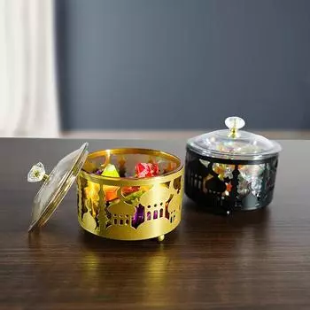 1 шт., ближневосточный мусульманский металлический замок, пластиковый кокосовый поднос для фруктов, поднос для чая, домашние закуски, сухофрукты, фруктовая чаша с крышкой