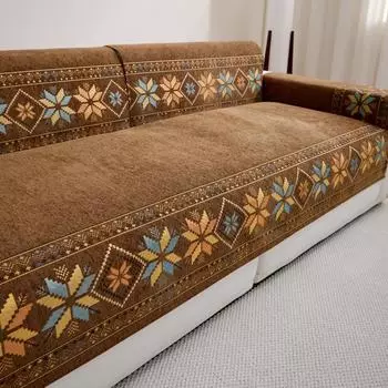 1 шт. Богемное жаккардовое шениловое покрывало для дивана в стиле бохо для всех сезонов, чехол для дивана для гостиной, защита мебели, декор 70*70cm коричневый