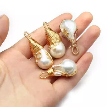 1 шт. Бохо искусственный жемчуг барокко подвеска амулеты для самостоятельной женской романтической любви свадебные декоративные аксессуары, подарок на День святого Валентина изготовление ювелирных изделий 1Pc-2313mm белый