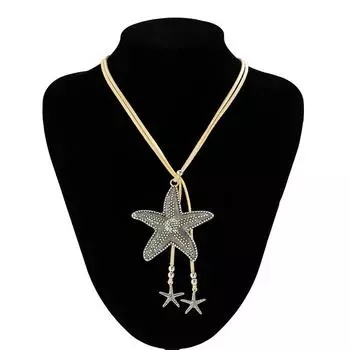 1 шт., бохо-стиль, индивидуальность, ювелирные изделия, отпуск, пляж, ретро, звезда, кисточка, ожерелье, кулон, океан серебряный