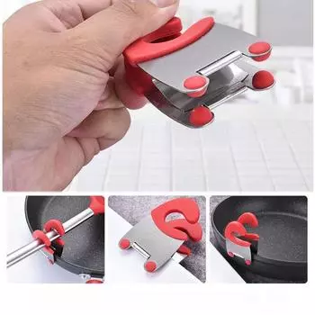 1 шт. Боковые зажимы для кастрюль из нержавеющей стали, держатель для ложек, предотвращающий ожоги, кухонные гаджеты, резиновые кухонные гаджеты чёрный