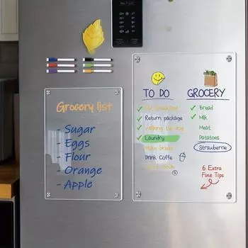 1 шт. Большая 16 x12 прозрачная акриловая магнитная доска-календарь для сухого стирания на холодильник - многоразовая белая доска с 6 цветными маркерами и магнитным ластиком m