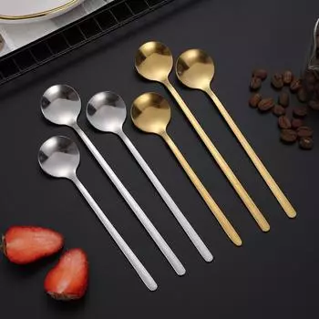 1 шт. большая ложка из нержавеющей стали с длинной ручкой, кухонные столовые приборы, ложки для риса, пельменей, каши, супа, посуда для ресторана M серебряный