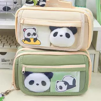 1 шт. Большая вместимость, девять слоев, сэндвич-панда, сумка для ручек, корейская версия, высокий профиль, горизонтальная раскладушка, канцелярская сумка без наклейки белый