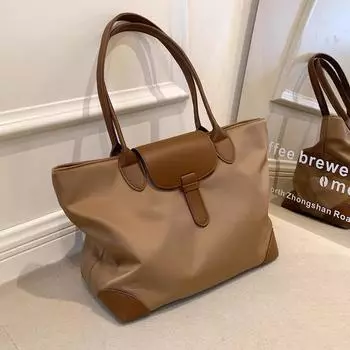 1 шт. Большая вместительная сумка для женщин 2025 г. Новая большая сумка через плечо для поездок на работу, студенческая сумка для занятий, нейлоновая ткань, универсальная сумка-тоут 32x26x12cm