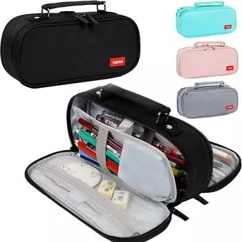 1 шт. большая вместительная сумка для хранения карандашей, многослойный школьный пенал, холст, канцелярские принадлежности, пенал синий