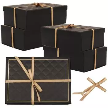 1 шт. Большие подарочные коробки с крышкой для подарков, 9,8x7x3,3 дюйма, свадебная коробка для предложения руки и сердца подружке невесты с лентой, подарочные коробки на День матери, день рождения 1pc чёрный