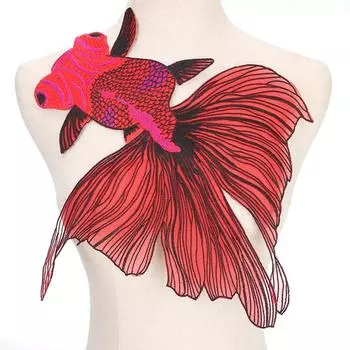 1 шт. большие рыбки вышитые нашивки шитье для одежды аппликация DIY аксессуары поставщики наклеек кружевной воротник 38*35 см