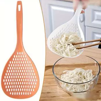 1 шт. Большое сито для супа-дуршлага, ложка-сито для клецок и лапши, кухонная лопатка, шумовка, пластиковый совок-сито с длинной ручкой белый