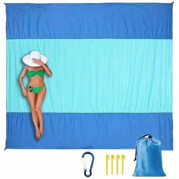 1 шт. большое водонепроницаемое пляжное одеяло для путешествий, кемпинга, пеших прогулок и пикника - легкое и пескозащитное
