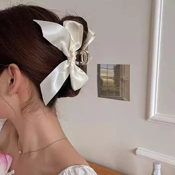 1 шт., большой бант, атласная заколка-краб для волос, элегантная нескользящая, с сильной фиксацией, элегантная двухсторонняя заколка-краб для волос, заколки, аксессуары для волос 1