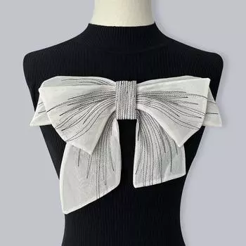 1 шт. большой белый черный бант нашивка ручной работы для ремонта аксессуаров для одежды 29*24 см белый