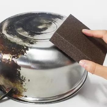 Губка для мытья посуды и удаления засохшей грязи темно-коричневого