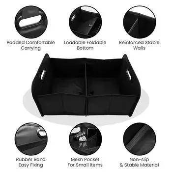 1 шт. Большой складной ящик для хранения в багажнике - очень толстый контейнер для хранения большой емкости для внедорожника с несколькими карманами для автомобиля, внедорожника, минивэна чёрный