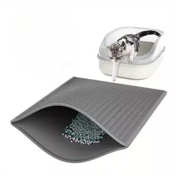 1 шт., большой сотовый коврик для кошачьего туалета, двухслойный водонепроницаемый, легко чистящийся коврик для контроля разброса для кошачьего туалета, устойчивый к моче и легкий уход серый