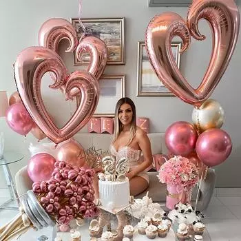 1 шт. Большой воздушный шар из алюминиевой фольги в форме сердца розового, красного и золотого цвета, подходит для украшения свадеб, девичников, дней рождения и вечеринок в честь Дня святого Валентина. 1
