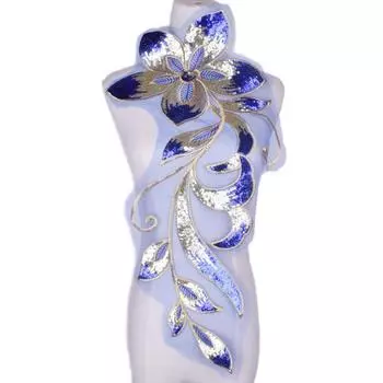 1 шт., синий цветок, свадебная вуаль, украшения на голову, кружевная аппликация, кружевная отделка, платье, сделай сам, кружевные аксессуары золотой