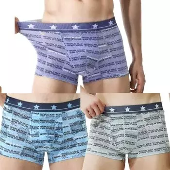 1 шт. Боксеры с высокой воздухопроницаемостью и модными буквенными принтами - супер удобные трусики с 3D-промежностью, дышащие трусы L синий